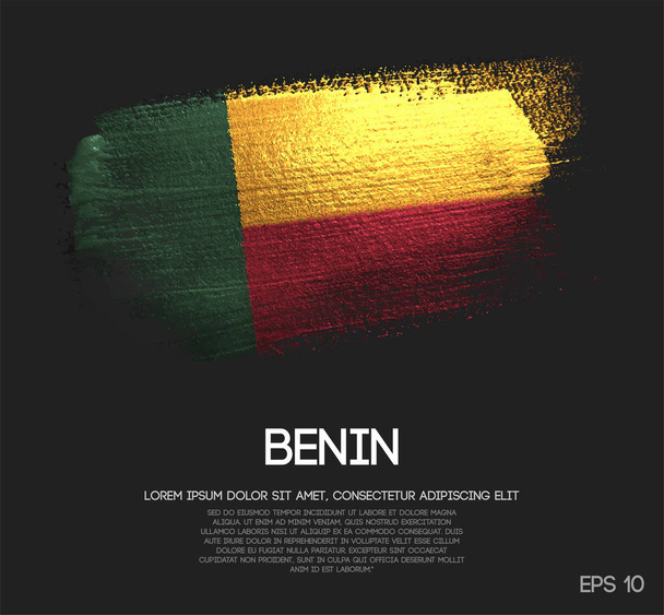 Benin Flag Made of Glitter Sparkle Brush Paint Vector - Vector, Image