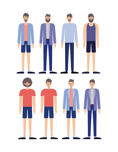 group of men retro styles characters - Vector, Image