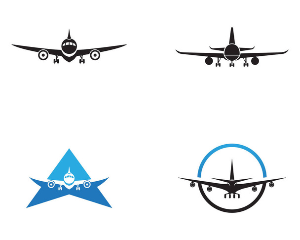 Letadlo, letadla, letecká společnost logo nebo popisek. Cesta, cestování letadlem, symbol dopravní letadlo. Vektorové ilustrace - Vektor, obrázek