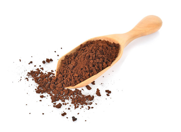 Coffee powder in spoon on white background - Photo, Image