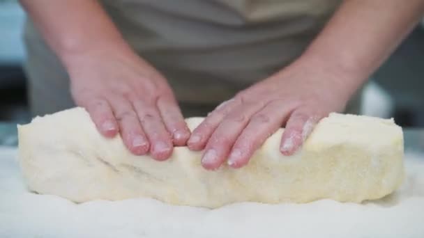Making cookies, dough close-up of womens hands in the confectionery kitchen. - Filmagem, Vídeo
