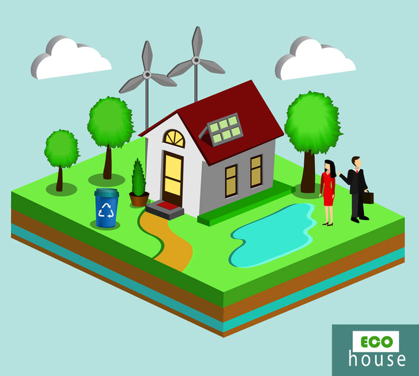 Vector isolated illustration of environmentally friendly house - Vector, Image
