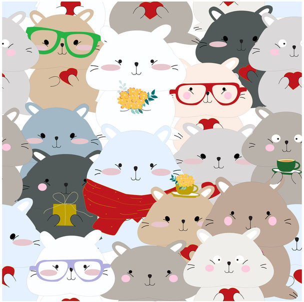 Cute celebrated funny squirrel cartoon seamless pattern - Vector, Image