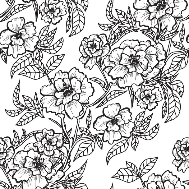 Elegant seamless pattern with peony flowers, design elements. Floral  pattern for invitations, cards, print, gift wrap, manufacturing, textile, fabric, wallpapers - Вектор, зображення