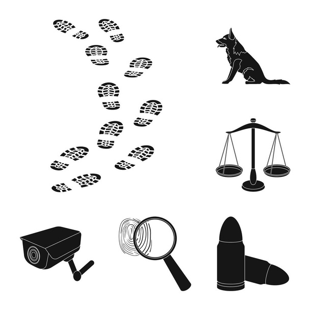 Gevangenis en de pictogrammen van de criminalblack in set collectie voor design. Gevangenis en kenmerken vectorillustratie symbool voorraad web. - Vector, afbeelding
