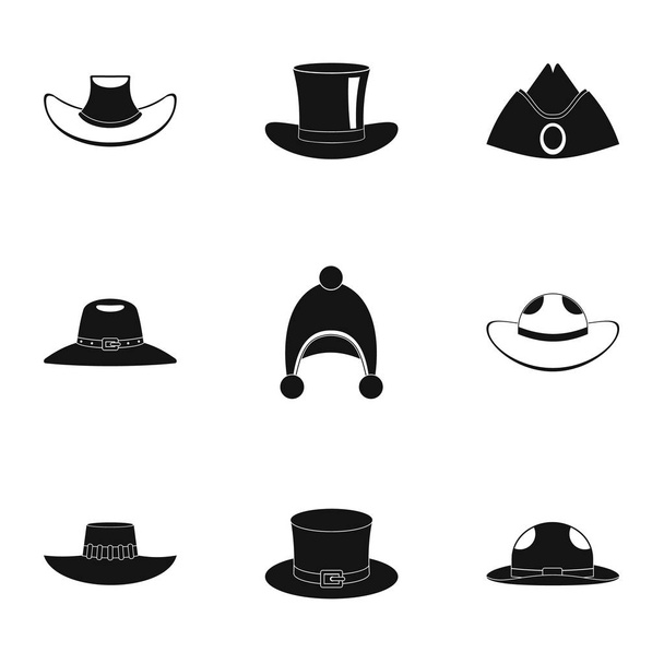 Hat icon set. Simple set of 9 hat vector icons for web isolated on white background - Vettoriali, immagini