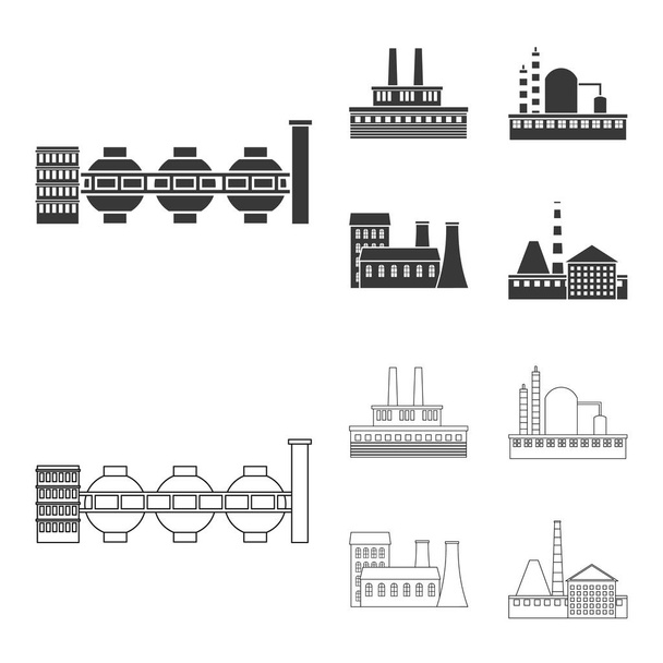Iconos de colección conjunto de fábrica en negro, contorno estilo vector símbolo stock ilustración web
. - Vector, imagen