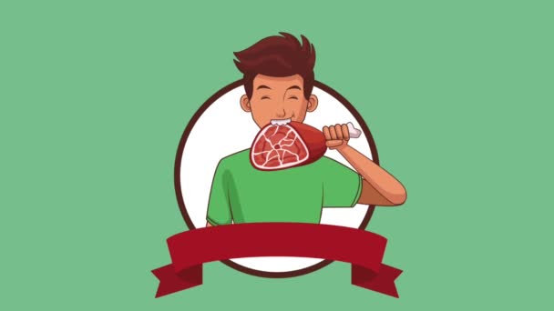 Hombre comiendo jamón HD animación
 - Metraje, vídeo