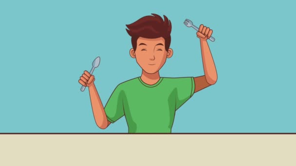 Fiatal ember eszik Hd animáció - Felvétel, videó