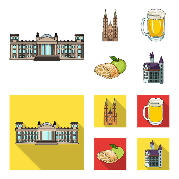 Country Germany cartoon,flat icons in set collection for design. Germany and landmark vector symbol stock web illustration. - Вектор,изображение