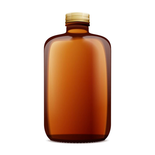 Dark Amber Glass Bottle Mockup - Vecteur, image