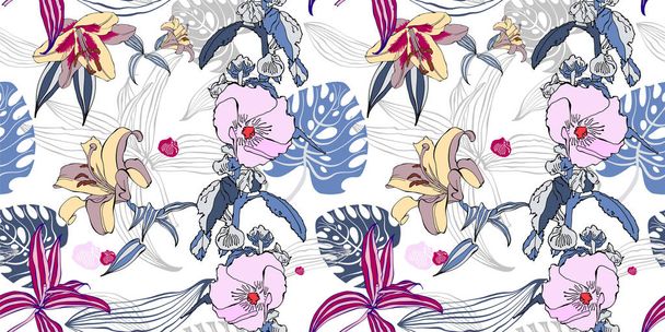 original trendy seamless artistic flower pattern - Διάνυσμα, εικόνα