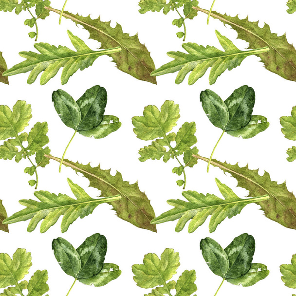 watercolor seamless pattern with green leaves - Фото, зображення