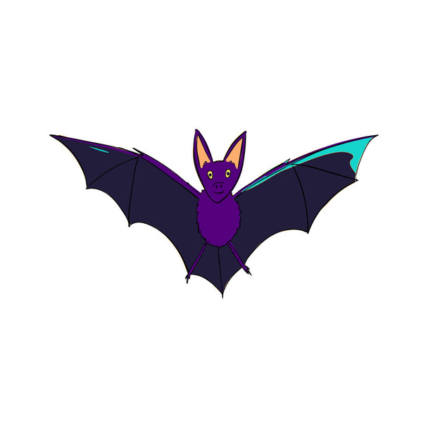Vleermuis is een nachtelijke dier. Een symbool van Halloween. De vleermuis tijdens de vlucht. Cartoon stijl - Vector, afbeelding