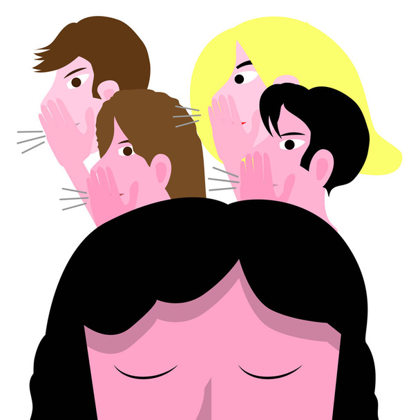 Bullying ilustração vetorial conceitual com menina triste, adolescente molestado por um grupo de adolescentes isolados em branco
 - Vetor, Imagem
