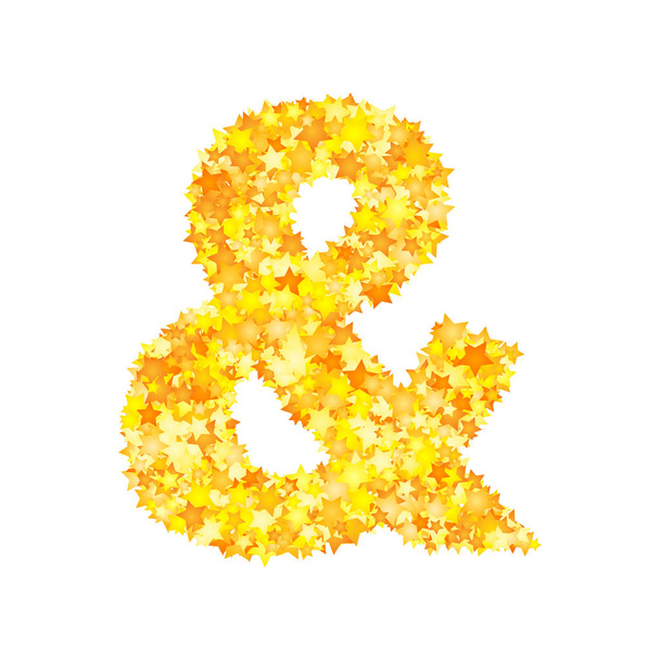 Vector yellow stars font, ampersand - Вектор,изображение