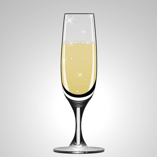 Una copa de champán o vino espumoso. Ilustración vectorial aislada
. - Vector, imagen