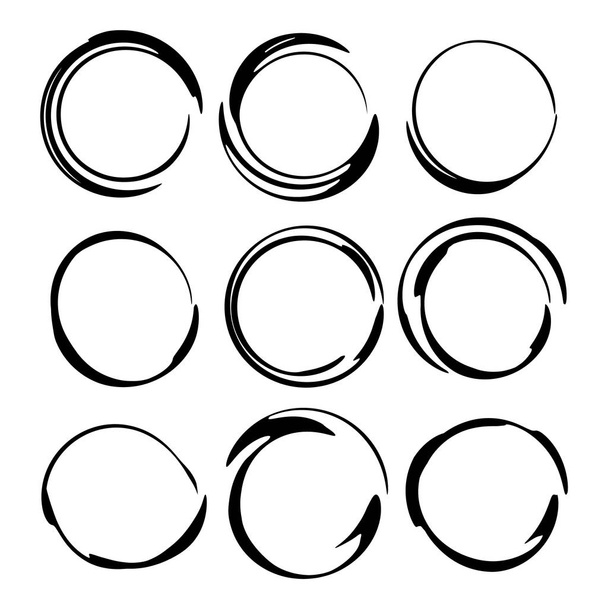 Ensemble de cadres ronds noirs empy grunge isolés sur fond blanc. Illustration vectorielle
.  - Vecteur, image