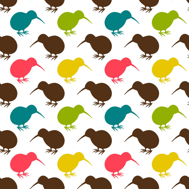 Kiwi birds colorful seamless pattern. Vector illustration - Vektor, obrázek