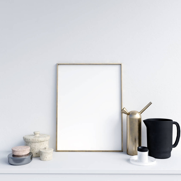 Frame Mockup with Interior Decorations - Photo, Image