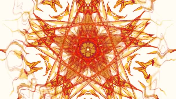 orangefarbene Fraktalmuster auf weißem Hintergrund, Live-Fraktalvideo, Mandala zur Energiegewinnung, langsam rotierende Teile - Filmmaterial, Video