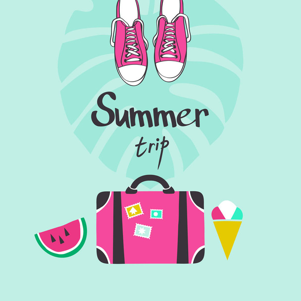 Summer trip vector illustration - Vector, Image