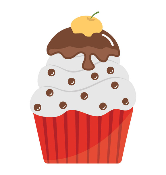 A high topping cupcake with white whipped cream and toppings over it depicting high hat mocha cupcake  - Vektor, kép