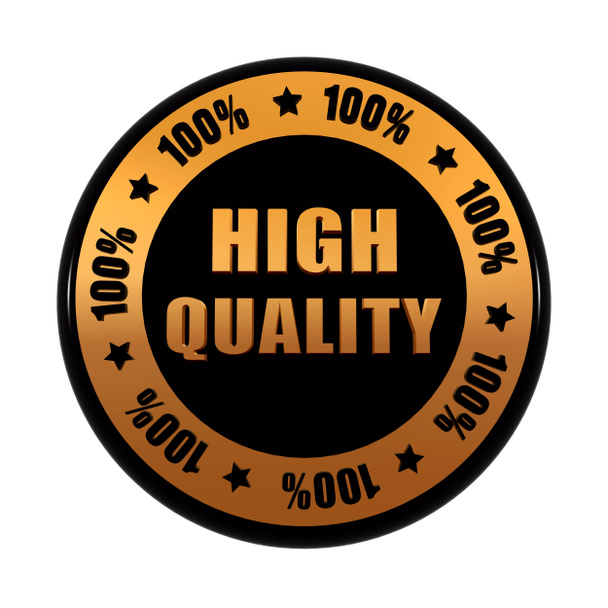 высокое качество 100 процентов в золотом черном круге этикетки
 - Фото, изображение