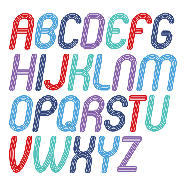 Vector funky cursieve kapitaal alfabet letters collectie met parallelle lijnen, voor logo creatie in vermaakzaken  - Vector, afbeelding