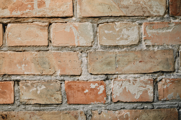 full frame image of old brick wall with cement background  - Zdjęcie, obraz