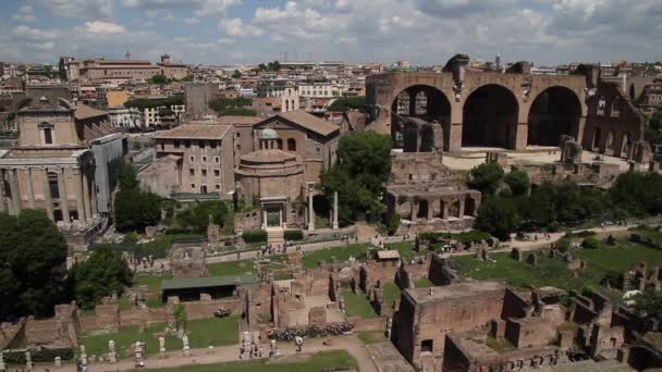 Roman Forum in Rome, Italy. Roman architecture and landmarks. Old and famous attraction of Rome and Italy. - Footage, Video