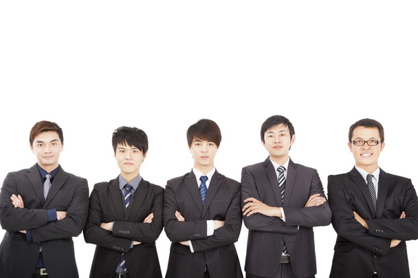 viisi aasialainen liikemies seisoo yhdessä
 - Valokuva, kuva