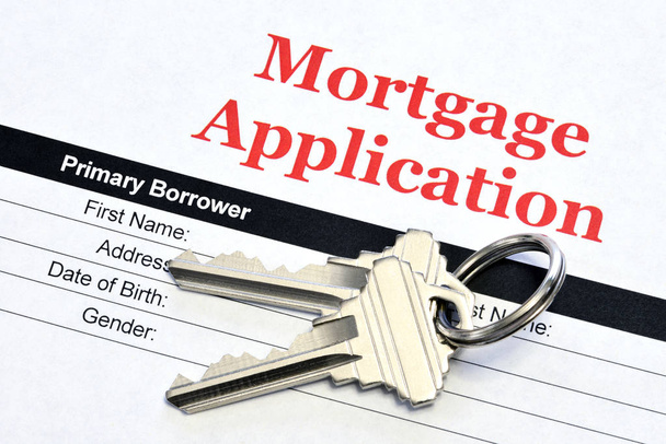 Real Estate Mortgage Application Loan Document With House Keys - Photo, Image