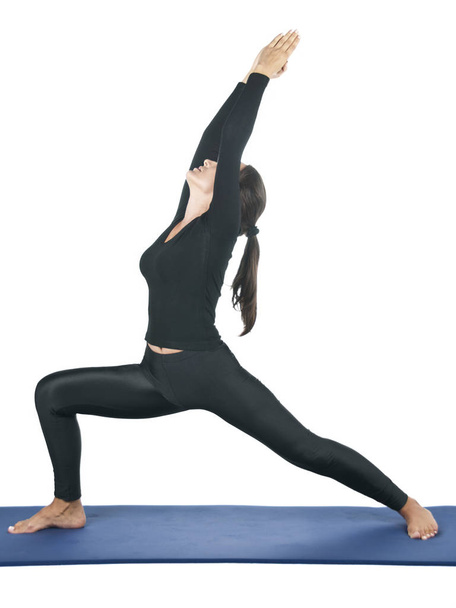 Yoga pose: Virabhadrasana 1 (Warrior 1 Pose) - Фото, зображення