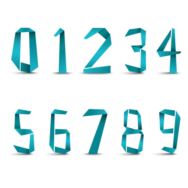 Plegado azul diseño papel números plantilla vector eps 10
 - Vector, Imagen