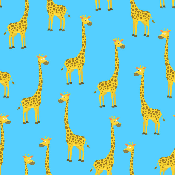 Cartoon Giraffe Seamless Pattern Background. Vector - Вектор,изображение