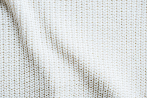 full frame image of white woolen fabric background - Foto, Imagen