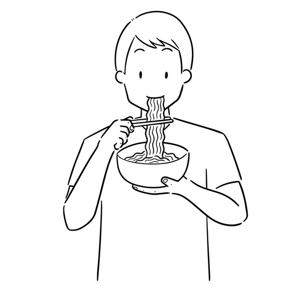 Vektorové Sada člověka jíst nudle - Vektor, obrázek