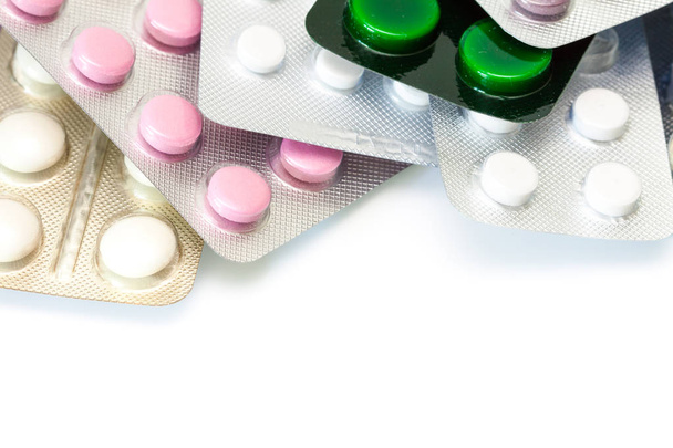 Packs of pills isolated on white background. - Fotó, kép