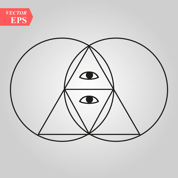 Sacred geometry pyramid with the eye,- vesca piscis -pointed oval figure used as an architectural feature and as an aureole enclosing figures such as Christ or the Virgin Mary in medieval art. eps10 - Vector, Image