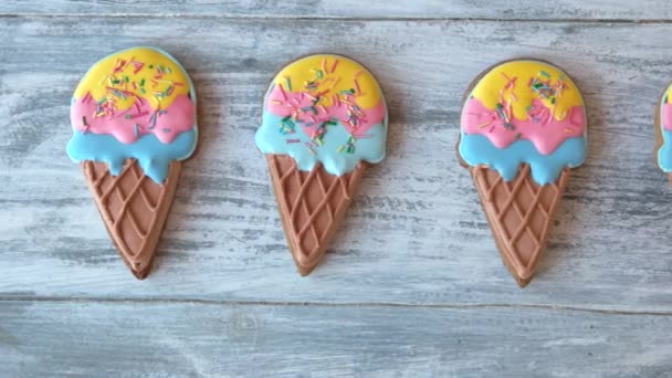 Row of ice cream shaped cookies. - Footage, Video