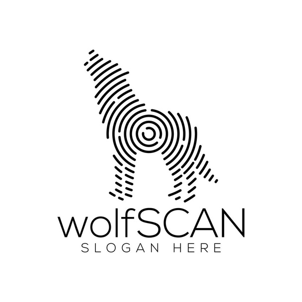 スキャン技術の狼のロゴのベクトルの要素。動物技術のロゴのテンプレート - ベクター画像