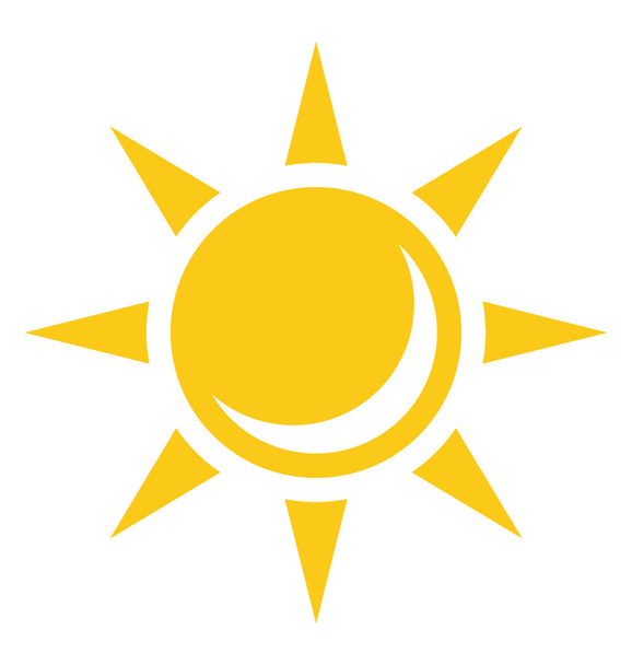 Una linda forma de sol amarillo con rayos en un estilo de dibujos animados
  - Vector, Imagen