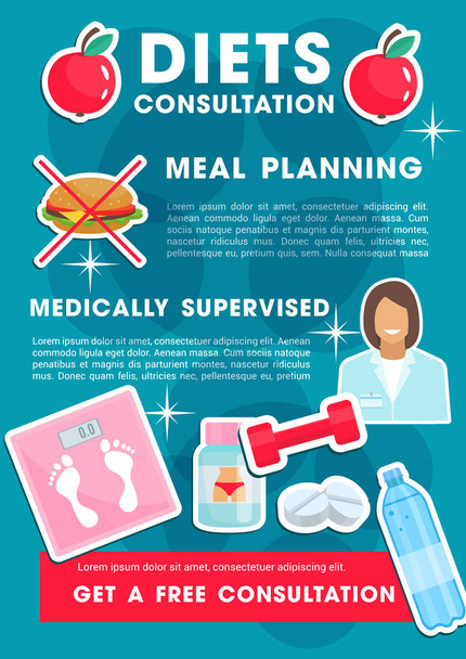 Διάνυσμα ιατρική αφίσα για υγιεινή διατροφή - Διάνυσμα, εικόνα