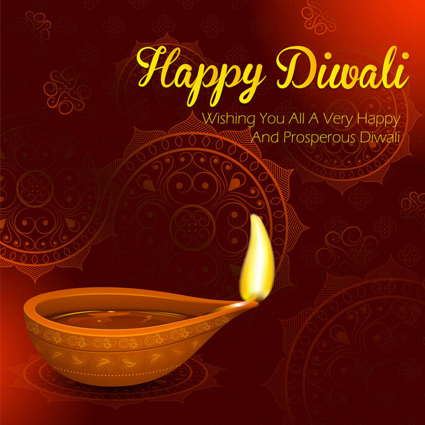 Queimando diya no feliz fundo Diwali Holiday para o festival de luz da Índia
 - Vetor, Imagem