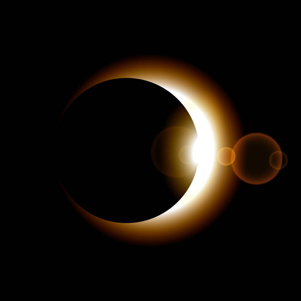 Phase der Sonnenfinsternis auf dunklem Hintergrund. Vektorillustration - Vektor, Bild