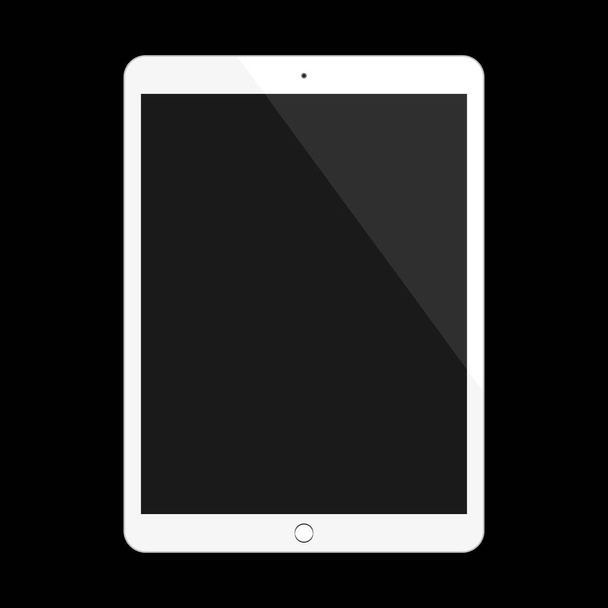 tablet branco em estilo ipad com tela de toque em branco no fundo preto. ilustração vetorial
. - Vetor, Imagem