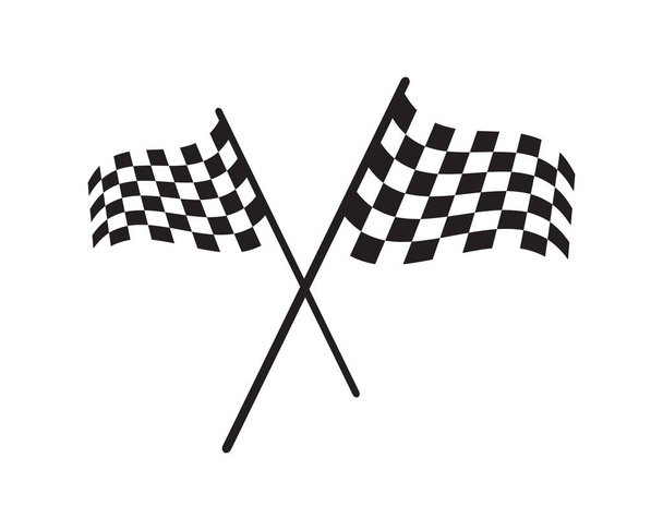 レース旗のアイコン、シンプルなデザインのレース旗のロゴのテンプレート - ベクター画像