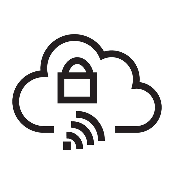 Wifi segurança linha preta isolado vetor ícone
 - Vetor, Imagem