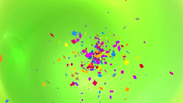 dança de confetes coloridos na tela
 - Filmagem, Vídeo